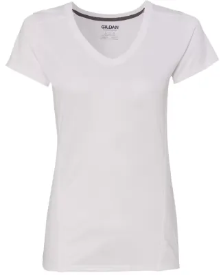 Gildan G47V Ladies Tech V-Neck T-shirt WHITE