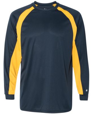 Badger 4154 B-Dry Core Hook Performance T-Shirt in Navy/ gold