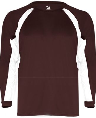 Badger 4154 B-Dry Core Hook Performance T-Shirt in Maroon/ white