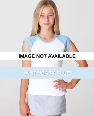 4277 American Apparel Youth Baby Rib Cap Sleeve Ra White/Baby Blue