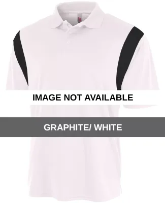 N3266 A4 Drop Ship Men's Color Blocked Polo Shirt  GRAPHITE/ WHITE
