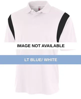 N3266 A4 Drop Ship Men's Color Blocked Polo Shirt  LT BLUE/ WHITE