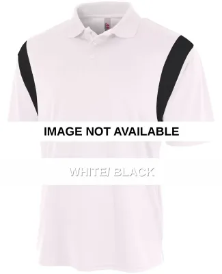 N3266 A4 Drop Ship Men's Color Blocked Polo Shirt  WHITE/ BLACK