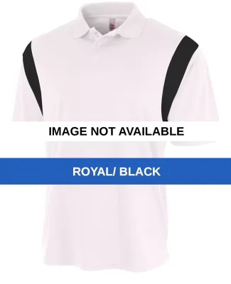 N3266 A4 Drop Ship Men's Color Blocked Polo Shirt  ROYAL/ BLACK
