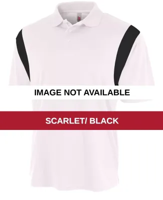 N3266 A4 Drop Ship Men's Color Blocked Polo Shirt  SCARLET/ BLACK