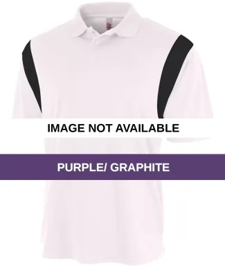 N3266 A4 Drop Ship Men's Color Blocked Polo Shirt  PURPLE/ GRAPHITE