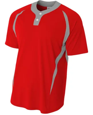 N4229 A4 Drop Ship 2-Button Color Blocked Jersey Scarlet/Silver