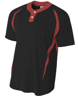 N4229 A4 Drop Ship 2-Button Color Blocked Jersey Black/Red