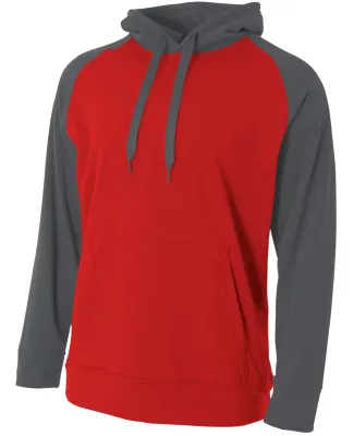 N4234 A4 Drop Ship Men's Color Block Tech Fleece H Scarlet/Graphite