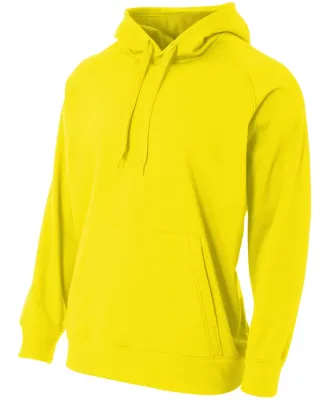 N4237 A4 Drop Ship Men's Solid Tech Fleece Hoodie Safety Yellow