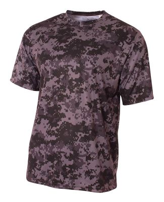 NB3256 A4 Drop Ship Youth Camo Performance Crew T- Graphite
