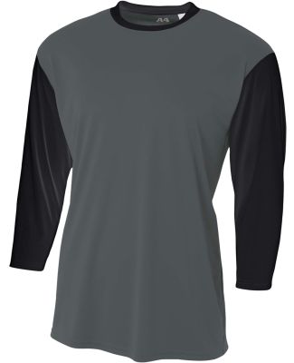 NB3294 A4 Drop Ship Youth 3/4 Sleeve Utility Shirt Graphite/Black