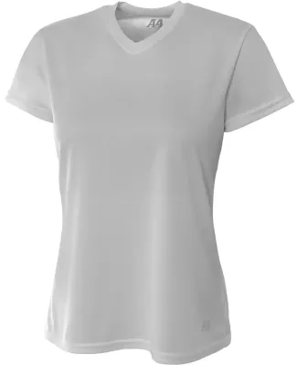 NW3254 A4 Drop Ship Ladies' Short Sleeve V-Neck Bi SILVER