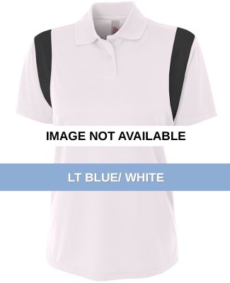NW3266 A4 Drop Ship Ladies' Color Blocked Polo w/  LT BLUE/ WHITE