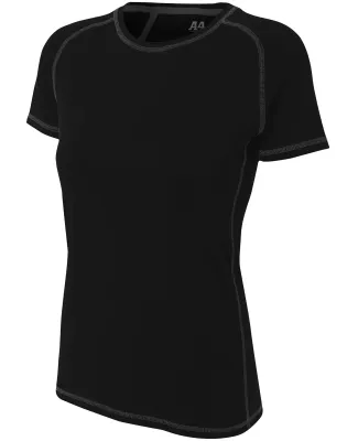 NW3275 A4 Drop Ship Ladies' Raglan Tee Shirt w/ Fl Black