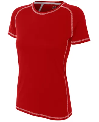 NW3275 A4 Drop Ship Ladies' Raglan Tee Shirt w/ Fl Scarlet