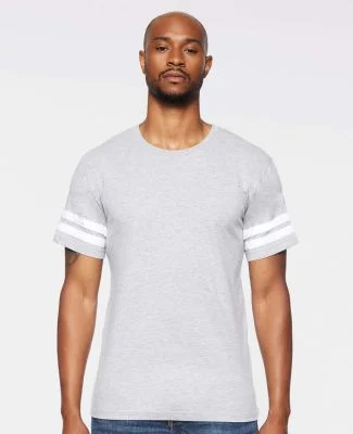 LAT 6937 Adult Fine Jersey Football Tee in Vintage heather/blended white