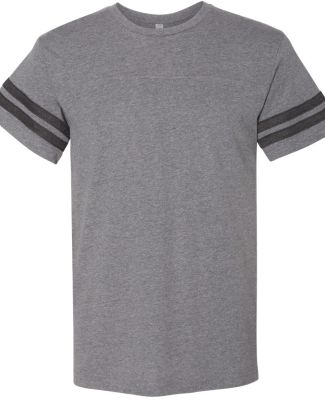 LAT 6937 Adult Fine Jersey Football Tee in Granite heather/vintage smoke