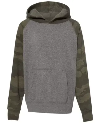 Independent Trading Co. PRM15YSB Youth Raglan Hood Nickel Heather/ Forest Camo