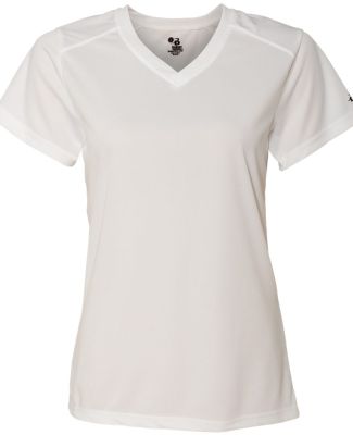 4162 Badger Badger - Ladies' B-Dry Core V-Neck Tee in White
