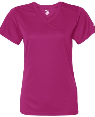 4162 Badger Badger - Ladies' B-Dry Core V-Neck Tee in Hot pink