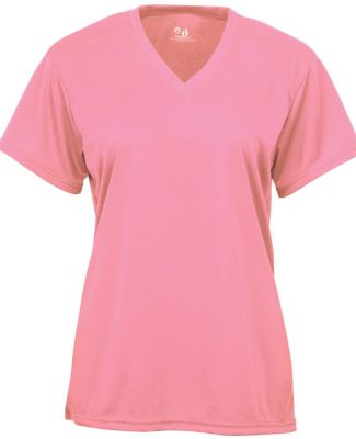 4162 Badger Badger - Ladies' B-Dry Core V-Neck Tee in Pink