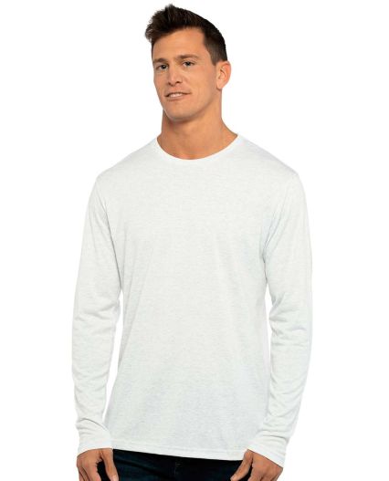 6071 Next Level Men's Triblend Long-Sleeve Crew Te in Heather white