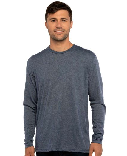 6071 Next Level Men's Triblend Long-Sleeve Crew Te in Indigo