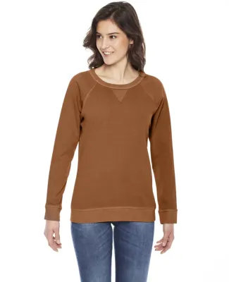 AP205W Authentic Pigment Ladies' French Terry Crew in Yam