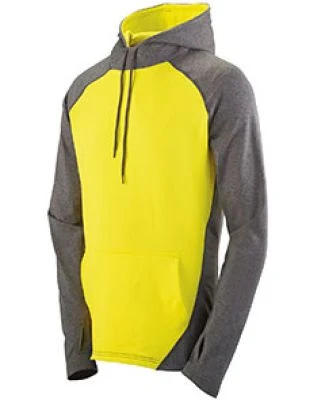 Augusta Sportswear 4762 Zeal Performance Hoodie in Graphite heather/ power yellow