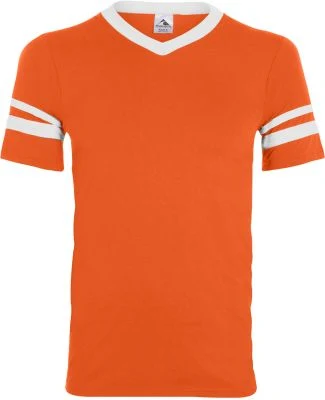 Augusta Sportswear 361 Youth V-Neck Football Tee in Orange/ white