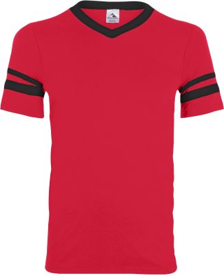 Augusta Sportswear 361 Youth V-Neck Football Tee in Red/ black