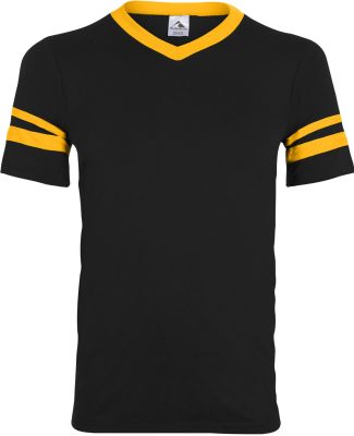 Augusta Sportswear 361 Youth V-Neck Football Tee in Black/ gold