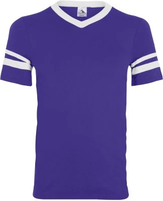 Augusta Sportswear 361 Youth V-Neck Football Tee in Purple/ white