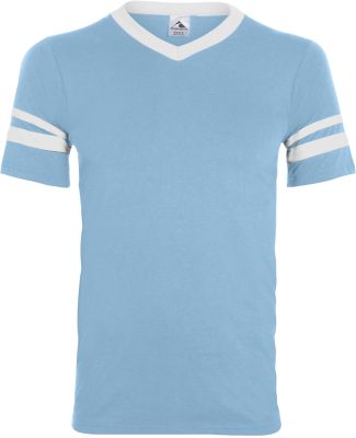 Augusta Sportswear 361 Youth V-Neck Football Tee in Light blue/ white