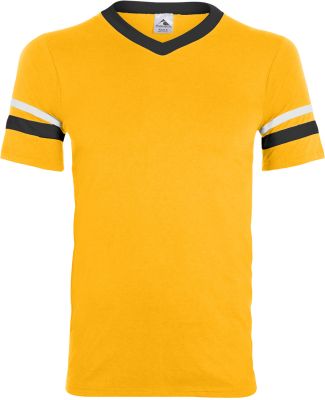 Augusta Sportswear 361 Youth V-Neck Football Tee in Gold/ black/ white