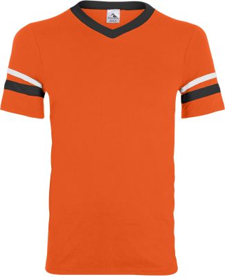 Augusta Sportswear 361 Youth V-Neck Football Tee in Orange/ black/ white