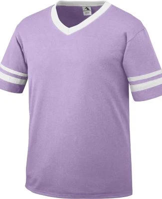 Augusta Sportswear 361 Youth V-Neck Football Tee in Light lavender/ white
