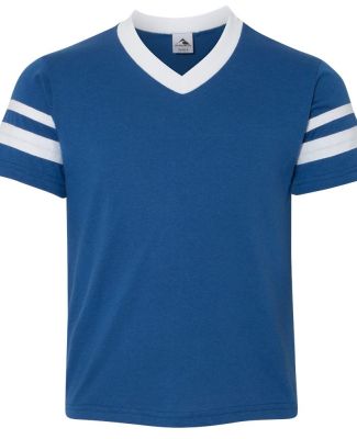 Augusta Sportswear 361 Youth V-Neck Football Tee in Royal/ white