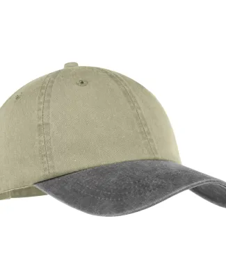 Port & Company CP83 Pigment-Dyed Dad Hat   Khaki/Charcoal