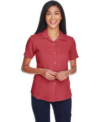 M570W Harriton Ladies' Bahama Cord Camp Shirt TILE RED