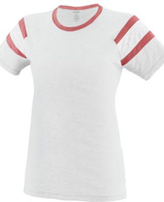 Augusta Sportswear 3011 Ladies Fanatic T-Shirt in White/ red/ white