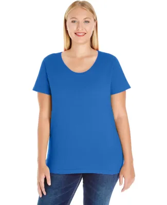 LAT 3804 Curvy Collection Women's Scoop Neck Tee in Royal