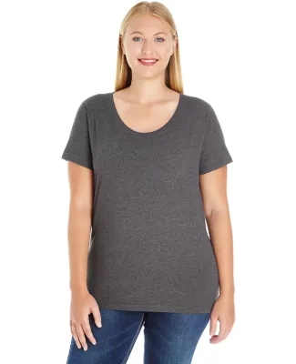 LAT 3804 Curvy Collection Women's Scoop Neck Tee in Vintage smoke