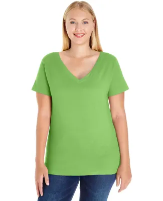 LAT 3807 Curvy Collection Women's V-Neck Tee KEY LIME