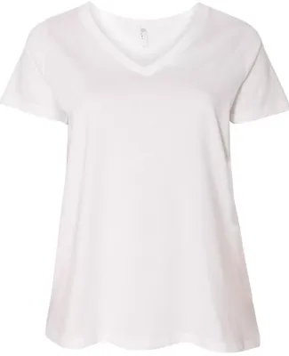 LAT 3807 Curvy Collection Women's V-Neck Tee WHITE