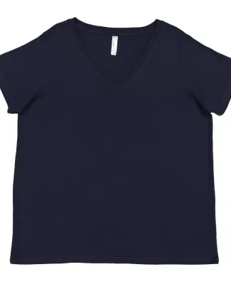 LAT 3807 Curvy Collection Women's V-Neck Tee NAVY
