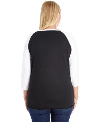 LAT 3830 Curvy Collection Women's Baseball Tee in Black/ white
