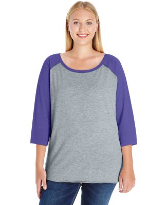 LAT 3830 Curvy Collection Women's Baseball Tee in Vintage heather/vintage purple