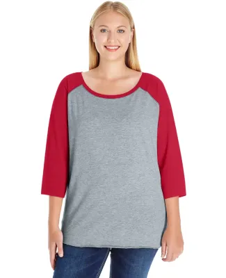 LAT 3830 Curvy Collection Women's Baseball Tee in Vn hth/ vn red